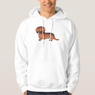 Red Sable Long Hair Dachshund Cute Cartoon Dog Hoodie