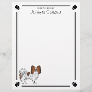 Red Sable Papillon Cartoon Dog With Paws And Text Custom Letterhead
