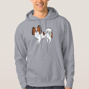 Red Sable Papillon Cute Cartoon Dog Design Hoodie
