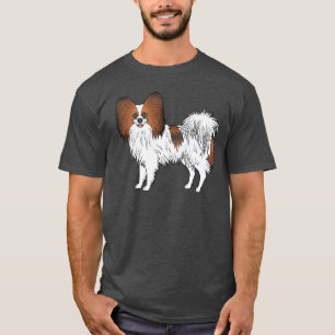 Red Sable Papillon Cute Cartoon Dog Illustration T-Shirt