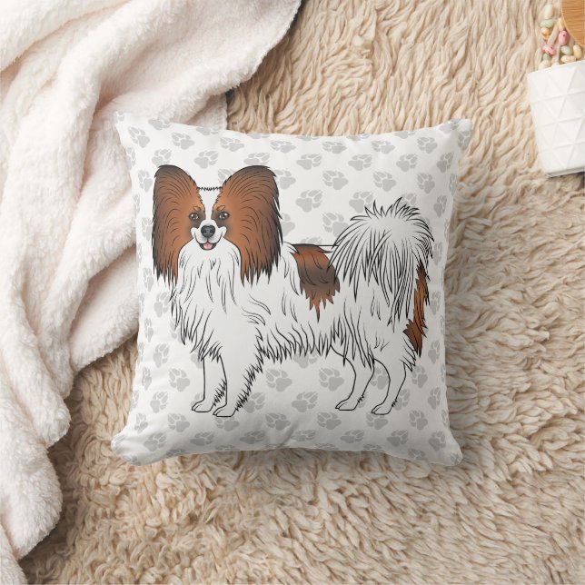 Red Sable Papillon Cute Cartoon Dog With Paws Cushion (Blanket)
