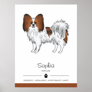 Red Sable Papillon Cute Dog With Custom Text Poster