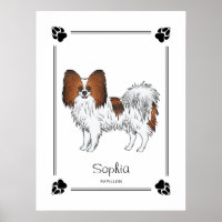 Red Sable Papillon Cute Dog With Paws And Text