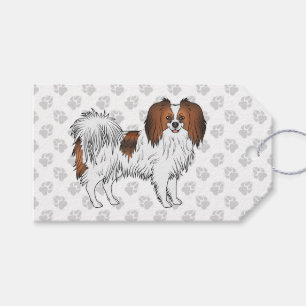 Red Sable Phalène Cute Cartoon Dog With Grey Paws Gift Tags