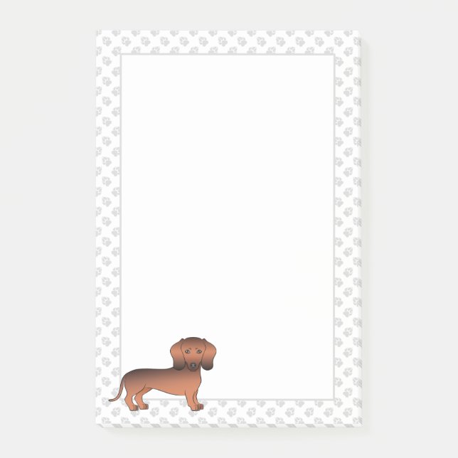 Red Sable Short Hair Dachshund Cartoon Dog & Paws Post-it Notes (Front)