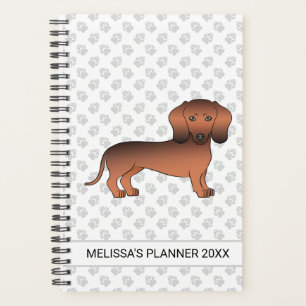 Red Sable Short Hair Dachshund Cartoon Dog & Text Planner