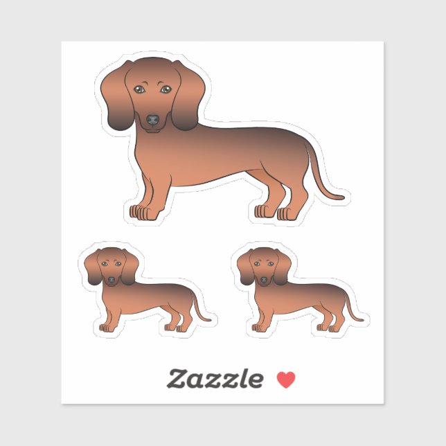 Red Sable Smooth Coat Dachshund Cute Cartoon Dog (Sheet)