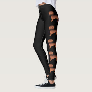 Red Sable Smooth Coat Dachshund Cute Cartoon Dogs Leggings