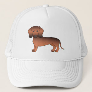 Red Sable Smooth Hair Dachshund Dog Illustration Trucker Hat