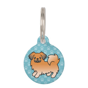 Red Sable Tibetan Spaniel Cartoon Dog Pet Tag