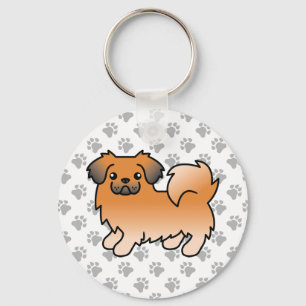 Red Sable Tibetan Spaniel Cute Cartoon Dog Key Ring