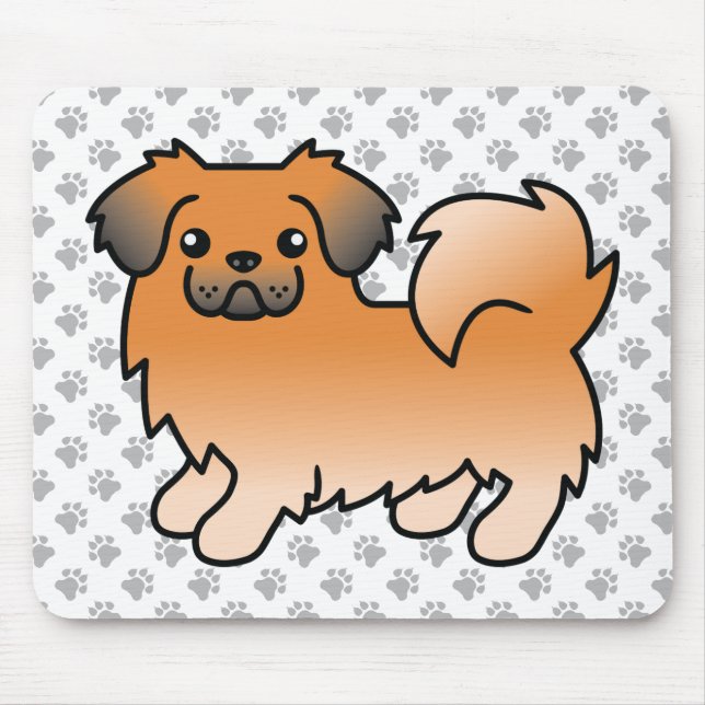 Red Sable Tibetan Spaniel Cute Cartoon Dog & Paws Mouse Mat (Front)