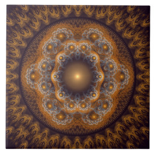 Red sacred bright fractal ornament tile