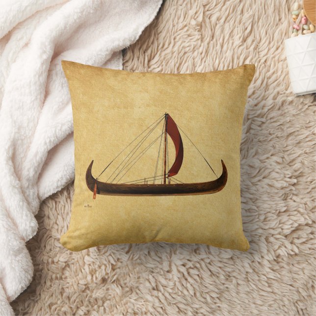 Red Sail Viking Ship Cushion (Blanket)