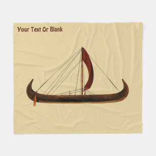 Red Sail Viking Ship Fleece Blanket