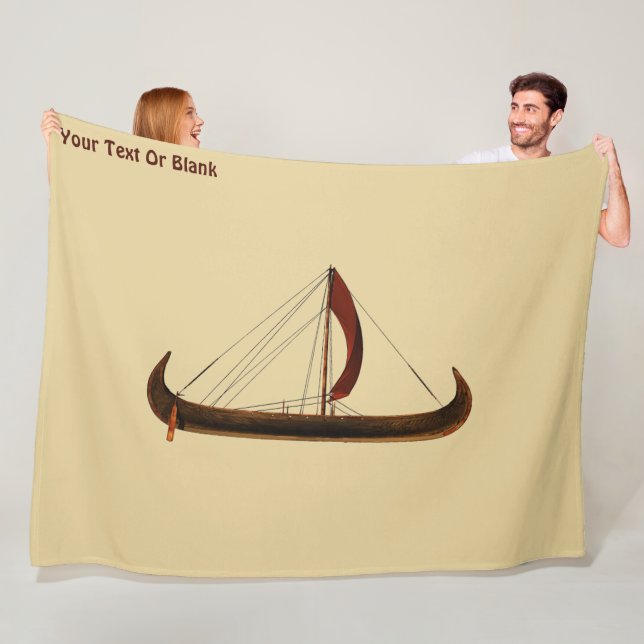 Red Sail Viking Ship Fleece Blanket (In Situ)