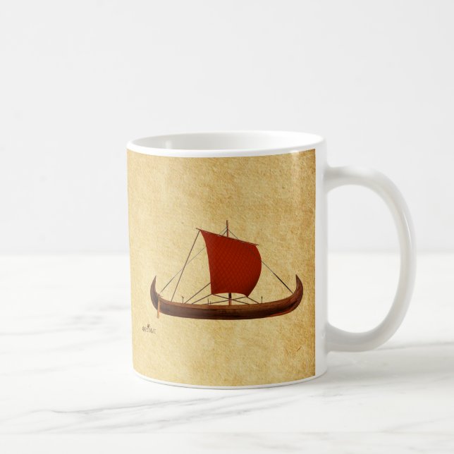 Red Sail Viking Ship II Coffee Mug (Right)