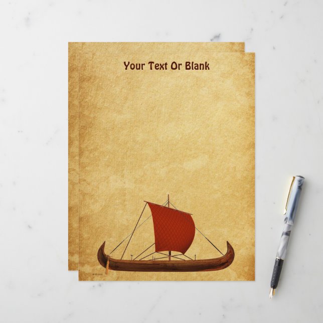 Red Sail Viking Ship II Custom Letterhead (Front/Back In Situ)