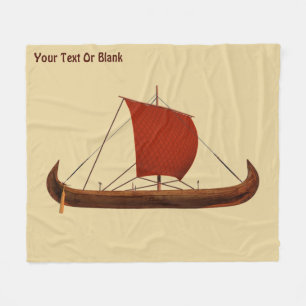 Red Sail Viking Ship II Fleece Blanket
