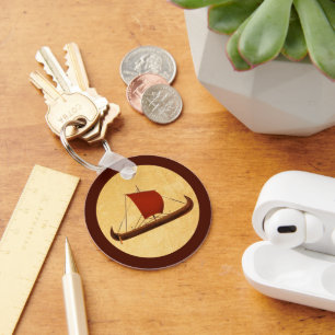 Red Sail Viking Ship II Key Ring