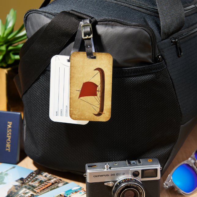 Red Sail Viking Ship II Luggage Tag (Front & Back)