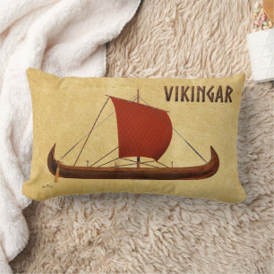 Red Sail Viking Ship II Lumbar Cushion