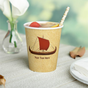 Red Sail Viking Ship II Paper Cups