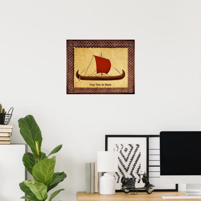 Red Sail Viking Ship II Poster (Home Office)