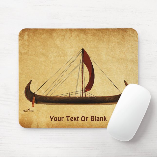 Red Sail Viking Ship Mouse Mat (With Mouse)