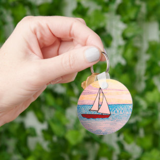 Red Sailboat  Key Ring