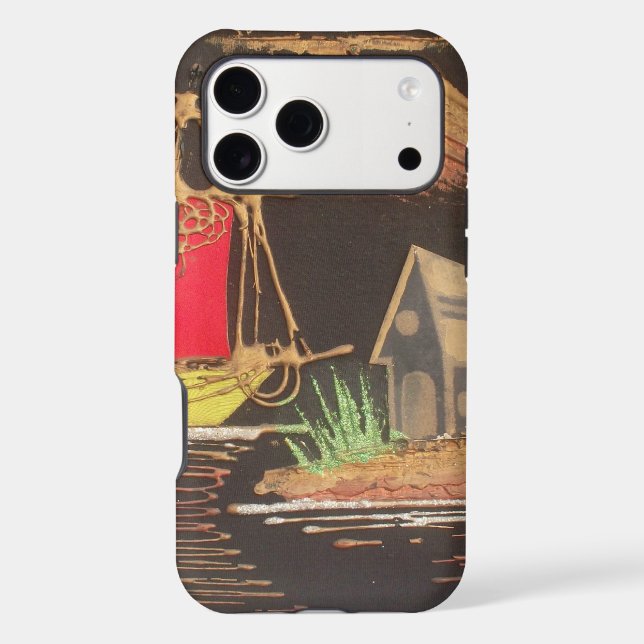 Red Sailboat Landscape Oil Painting Art Print (Back)