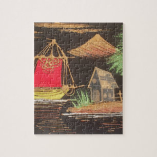 Red Sailboat Landscape Oil Painting Art Print Jigsaw Puzzle