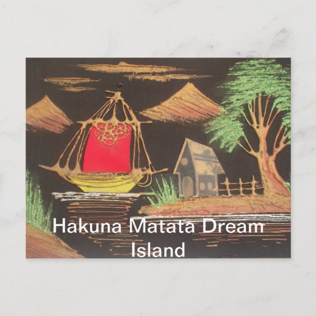 Red Sailboat Landscape Oil Painting Art Print Postcard (Front)