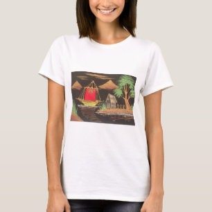 Red Sailboat Landscape Oil Painting Art Print T-Shirt