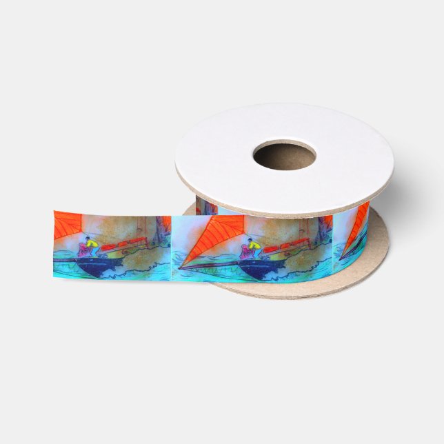red-sailed schooner satin ribbon (Spool)