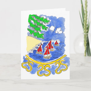 Red Sailing Boats on the Lake Card