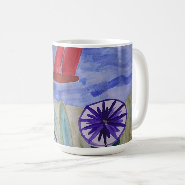 Red Sails & Flowers  Coffee Mug (Front Right)