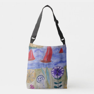 Red Sails & Flowers Crossbody Bag