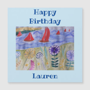Red Sails & Flowers Magnetic Birthday Card