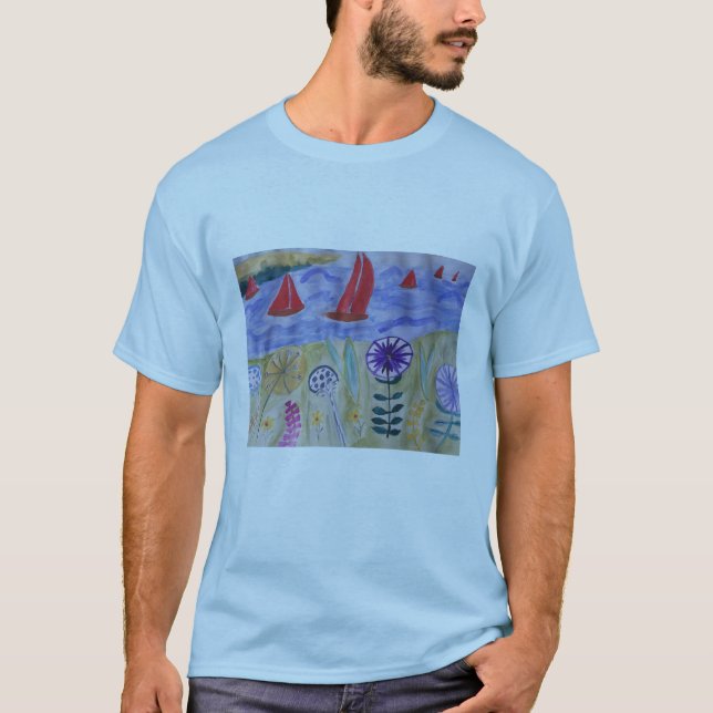 Red Sails & Flowers  T-Shirt (Front)