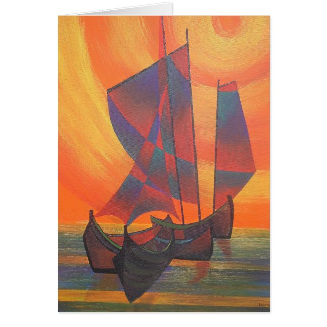 Red Sails in the Sunset Cubist Junk Abstract (Front)