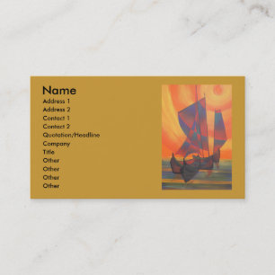 Red Sails in the Sunset Cubist Junk Abstract Business Card