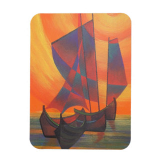 Red Sails in the Sunset Cubist Junk Abstract Magnet