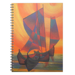 Red Sails in the Sunset Cubist Junk Abstract Notebook