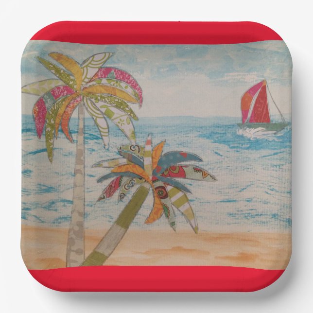 Red Sails Paper Plate (Front)