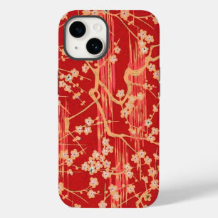 RED SAKURA FLOWERS Antique Japanese Floral Pattern Case-Mate iPhone 14 Case