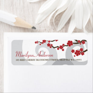 Red Sakura Flowers Cherry Blossoms Swirls Wedding