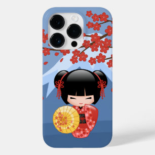 Red Sakura Kokeshi Doll - Cute Geisha Girl Case-Mate iPhone 14 Pro Case
