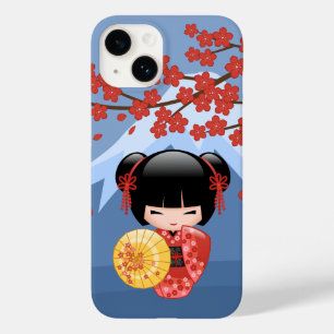 Red Sakura Kokeshi Doll - Cute Geisha Girl Case-Mate iPhone 14 Case