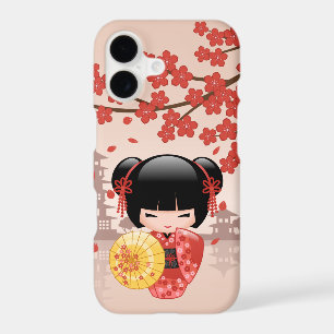 Red Sakura Kokeshi Doll - Japanese Geisha